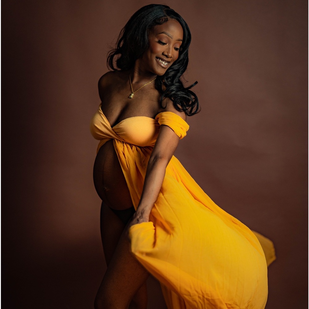 Yellow Maternity Dress for Photoshoot Photography